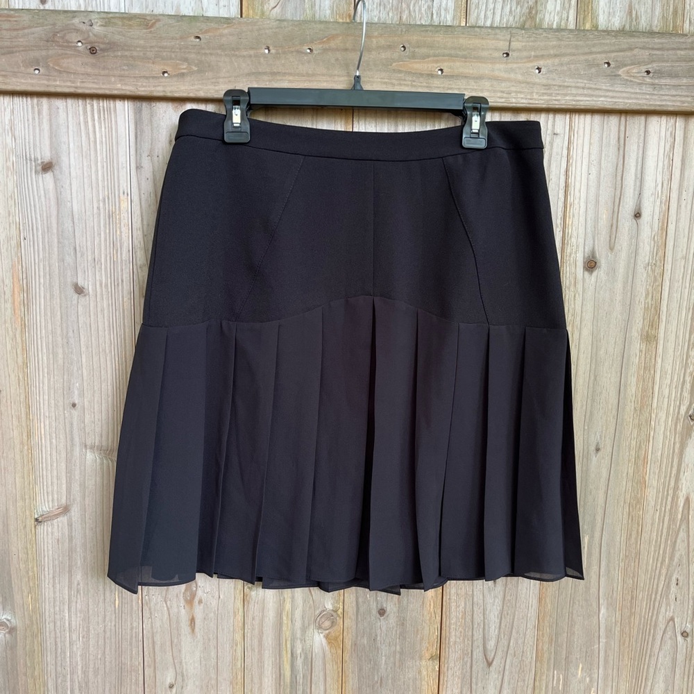 NWOT Kasper Black Skater Mini Skirt Pleats Lined Size 12P
